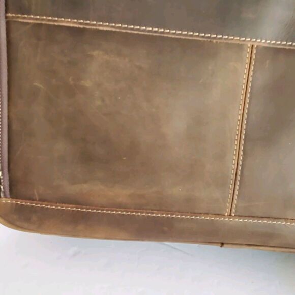 Luxorro Full-Grain Leather Laptop Bag Briefcase  for Men, 15.6-inch, Dark Brown - Picture 12 of 16